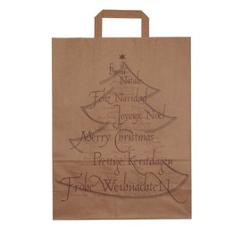 Papiertragetaschen Weihnachtsbaum 32x14x42cm / 80g / braun / mit Flachhenkel Produktbild