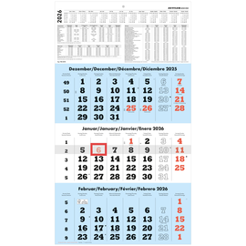 Dreimonatskalender 2026 29,5x60cm weiß/hellblau Zettler 958-0015 Produktbild