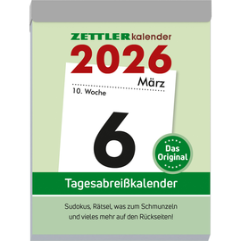 Tagesabreißkalender 2026 hoch 8x11cm 1Tag/1Seite weiß Zettler 305-0000 Produktbild