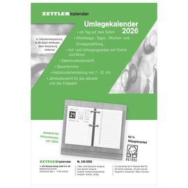 Umlegekalender 2026 für Holzuntersatz 331 8x11cm 1Tag/2Seiten weiß Zettler 336-0000 Produktbild