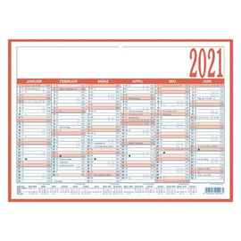 Arbeitstagekalender 2023 A4 29,7x21cm 6Monate/1Seite blau/rot Pappe kaschiert Zettler 908-1315 Produktbild
