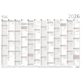 Plakatkalender 2026 A3 43x30,5cm 12Monate/1Seite grau/rot Karton Zettler 939-6111 Produktbild