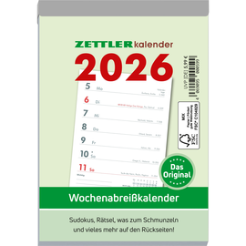 Wochenabreißkalender 2026 10,5x15cm 1Woche/1Seite weiß Zettler 325-0000 Produktbild