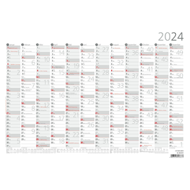 Plakatkalender 2024 A2 59,4x42cm 12Monate/1Seite grau/rot Zettler 938-6111 Produktbild
