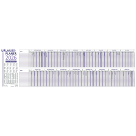 Urlaubsplaner 2026 für 25 Personen 1000x29,7cm 6Monate/1Seite grau/blau Zettler 992-0000 Produktbild