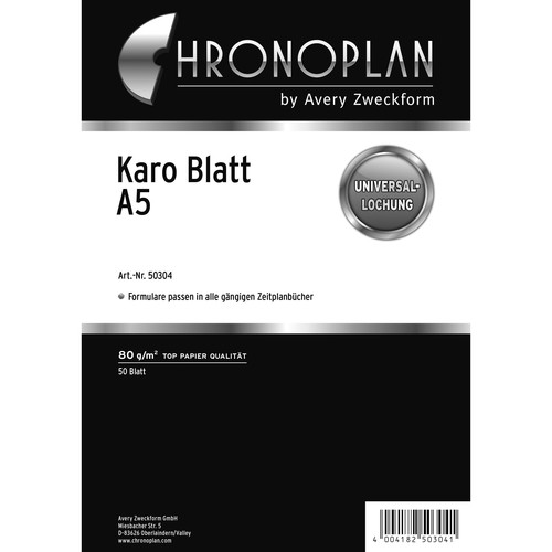 Blätter Karo für Organizer A5 148x210mm 80g weiß Chronoplan 50304 (PACK=50 BLATT) Produktbild