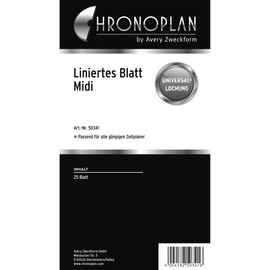 Blätter liniert für Organizer Midi 96x172mm 80g weiß Chronoplan 50341 (PACK=25 BLATT) Produktbild