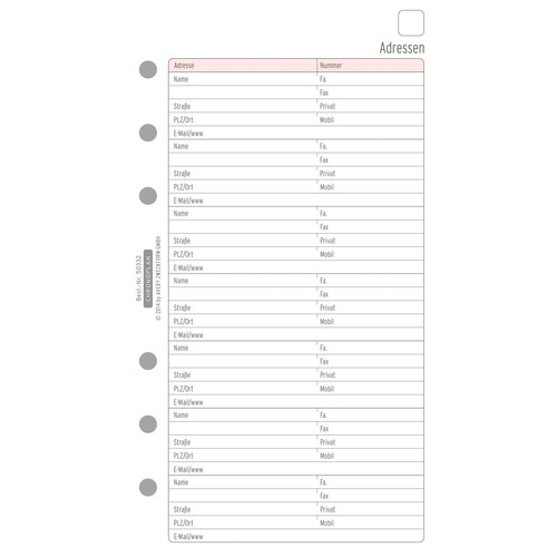 Adressblätter für Organizer Midi 96x172mm 80g Chronoplan 50332 (PACK=16 BLATT) Produktbild Additional View 1 L